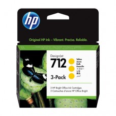 HP 712 pachet 3 cartuşe cerneală galbenă 29ml
